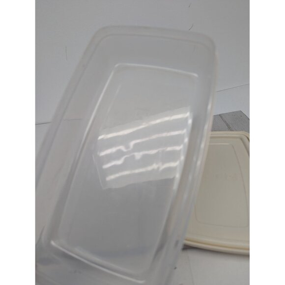 Vtg. Rubbermaid Servin' Saver Rectangle 4 cups #5 Almond Lid B - Picture 9 of 9